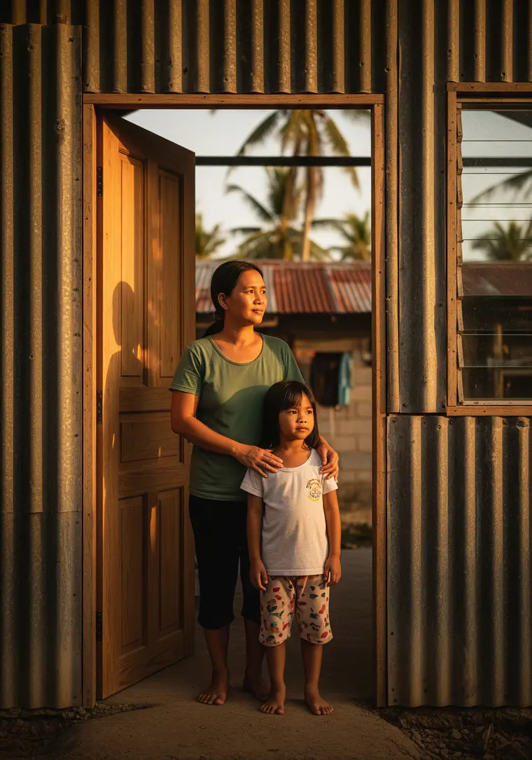 A rebuilt family home standing after the storm